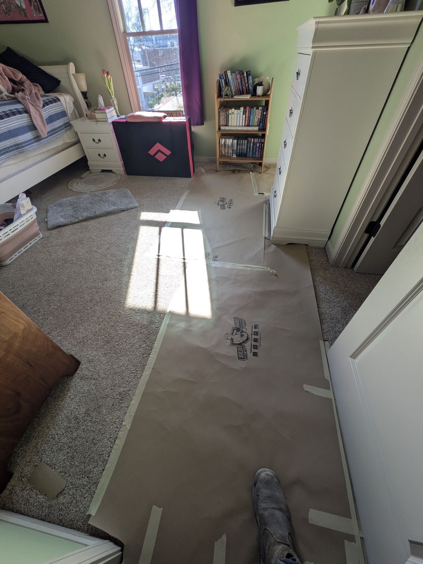 Staging area for tools and materials in a Normaltown renovation